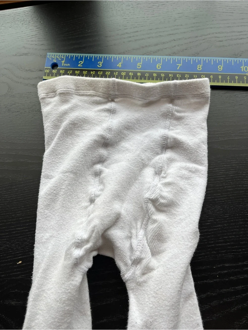 Girls Off White Knit Tights Size 7-10 Stretch Full Length Stockings